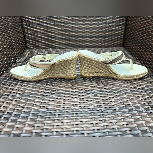 Burberry Cream and Tan Espadrille Wedge Sandals - 9 - Picture 9 of 9
